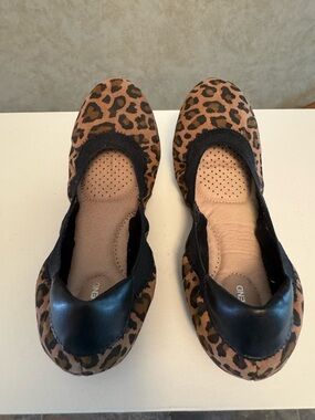 Lands' End Leopard Print Ballet Flats with Black Trim